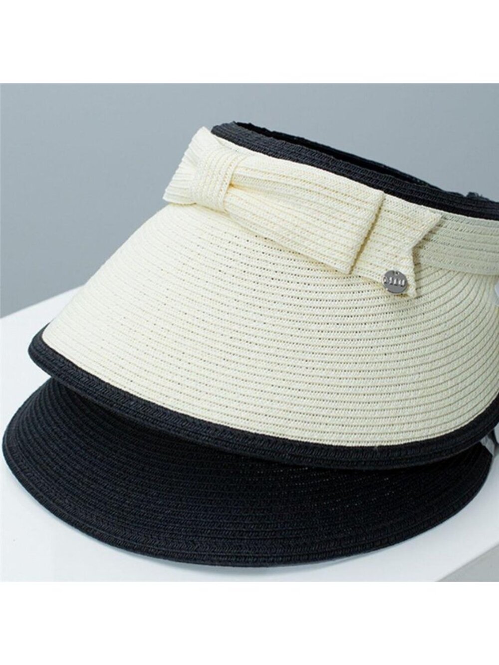 Bowknot Straw Sun Visor Hat